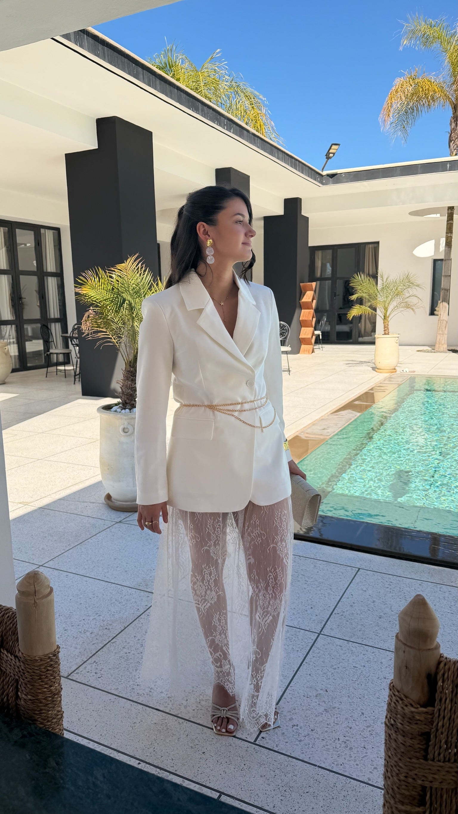 Jupe longue dentelle blanche DS.Sélection