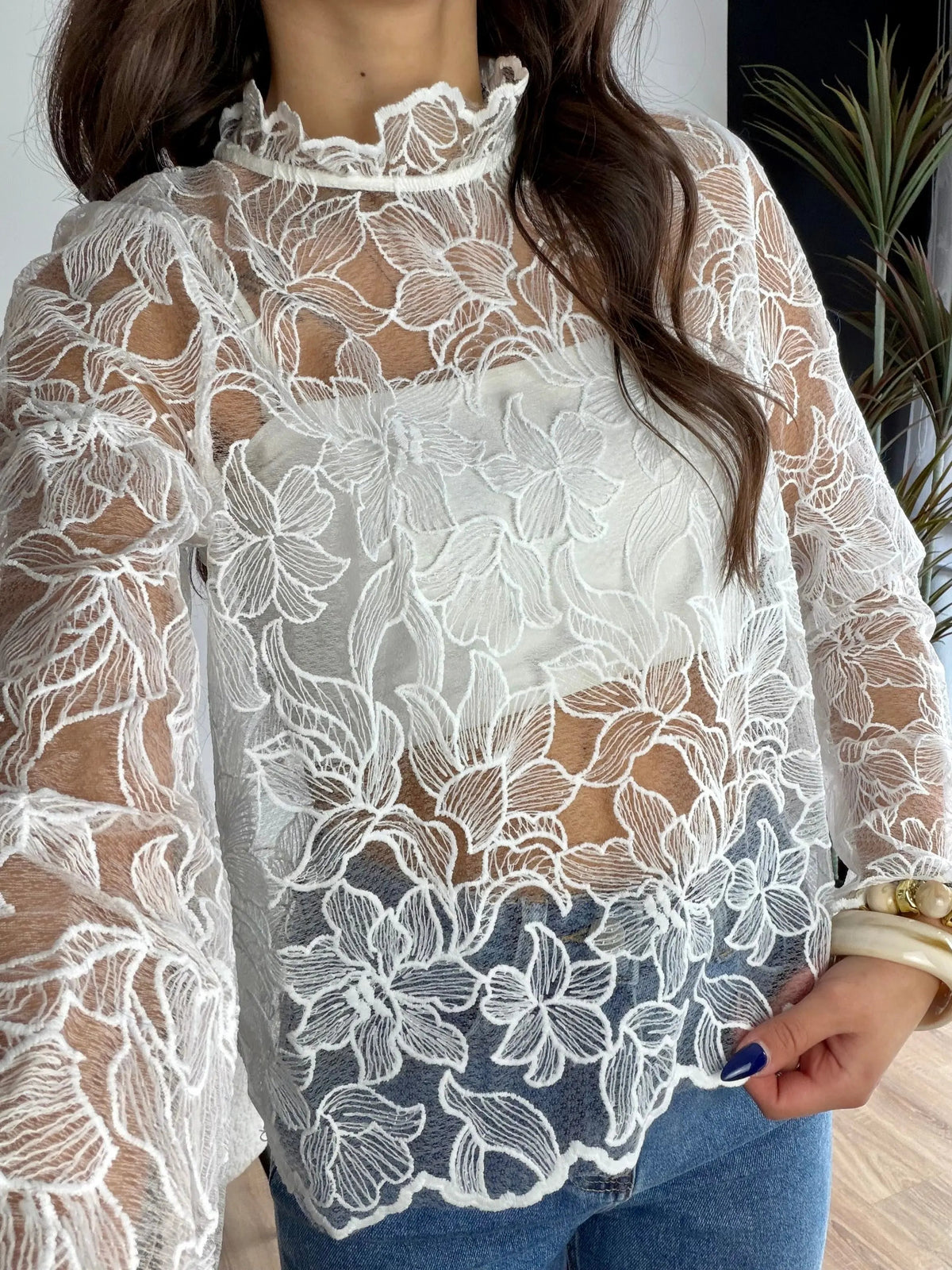 Blouse à dentelle blanche DS.Sélection