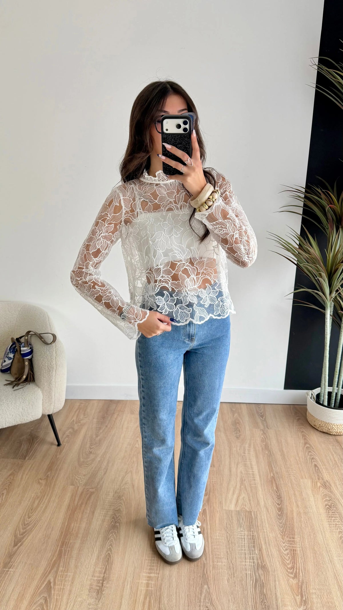 Blouse à dentelle blanche DS.Sélection