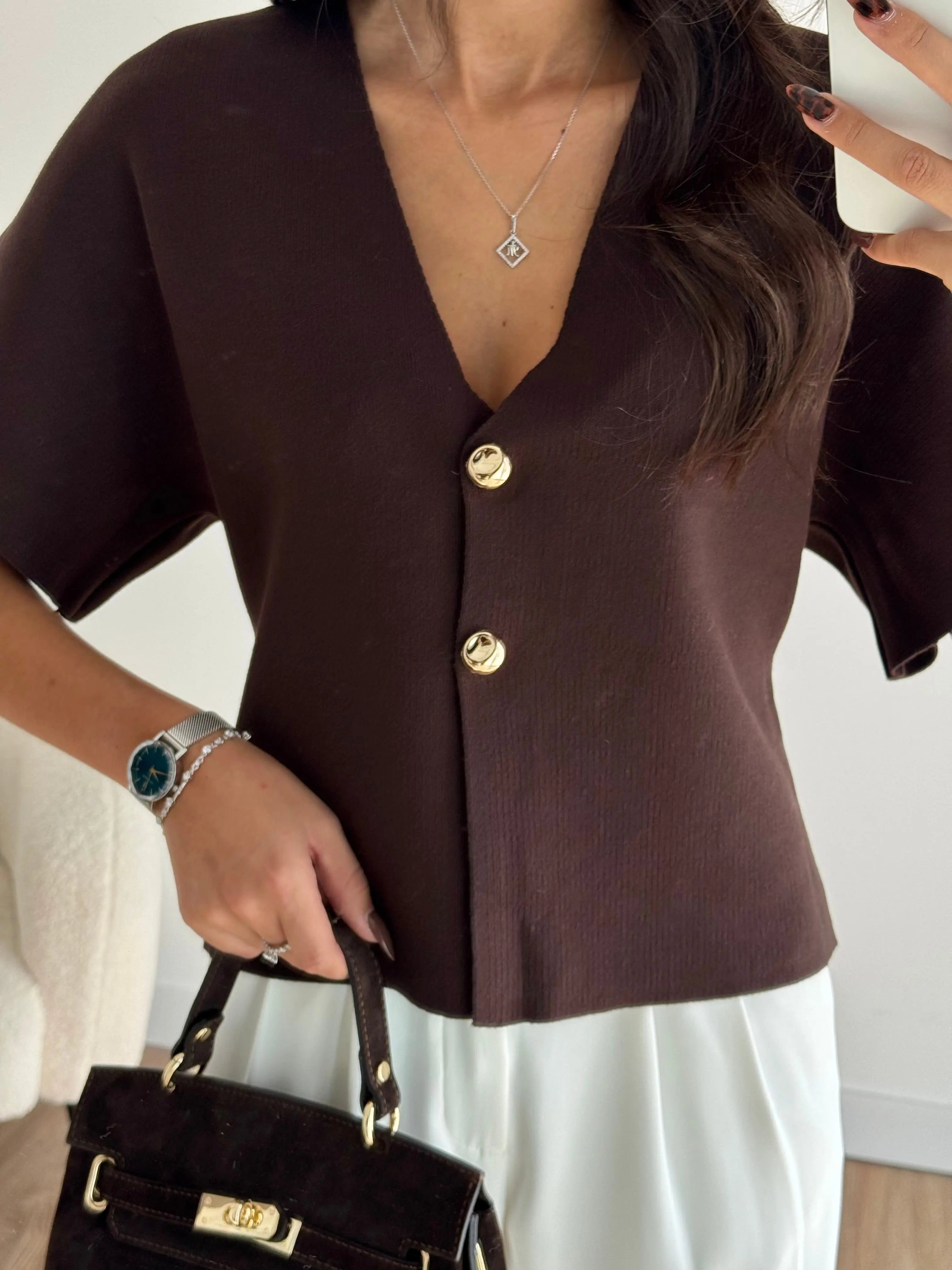 Gilet à bouton choco DS.Sélection