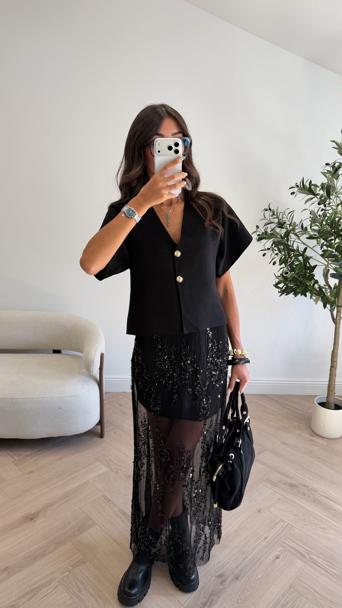 Jupe à sequins noirs DS.Sélection