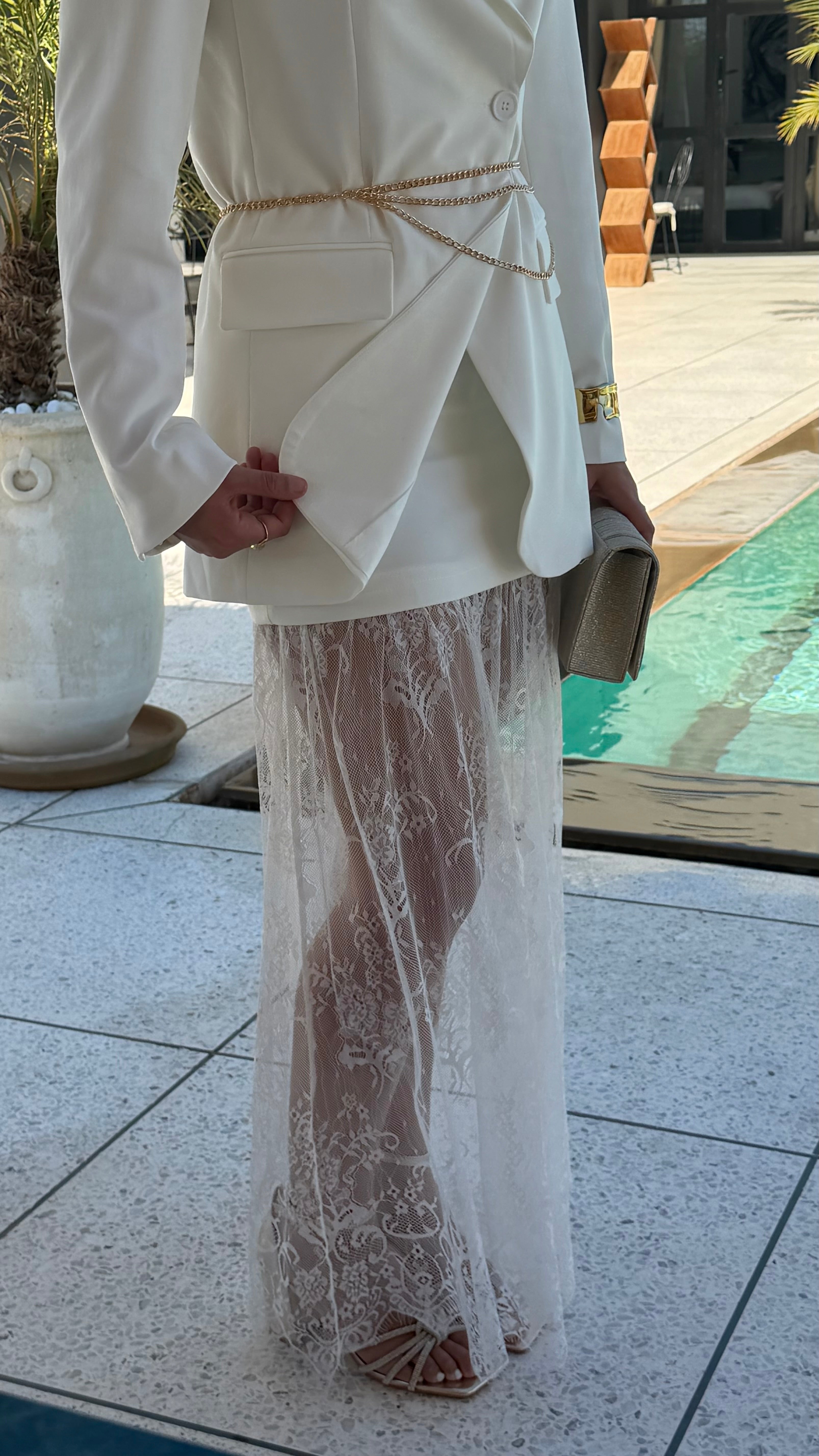 Jupe longue dentelle blanche DS.Sélection