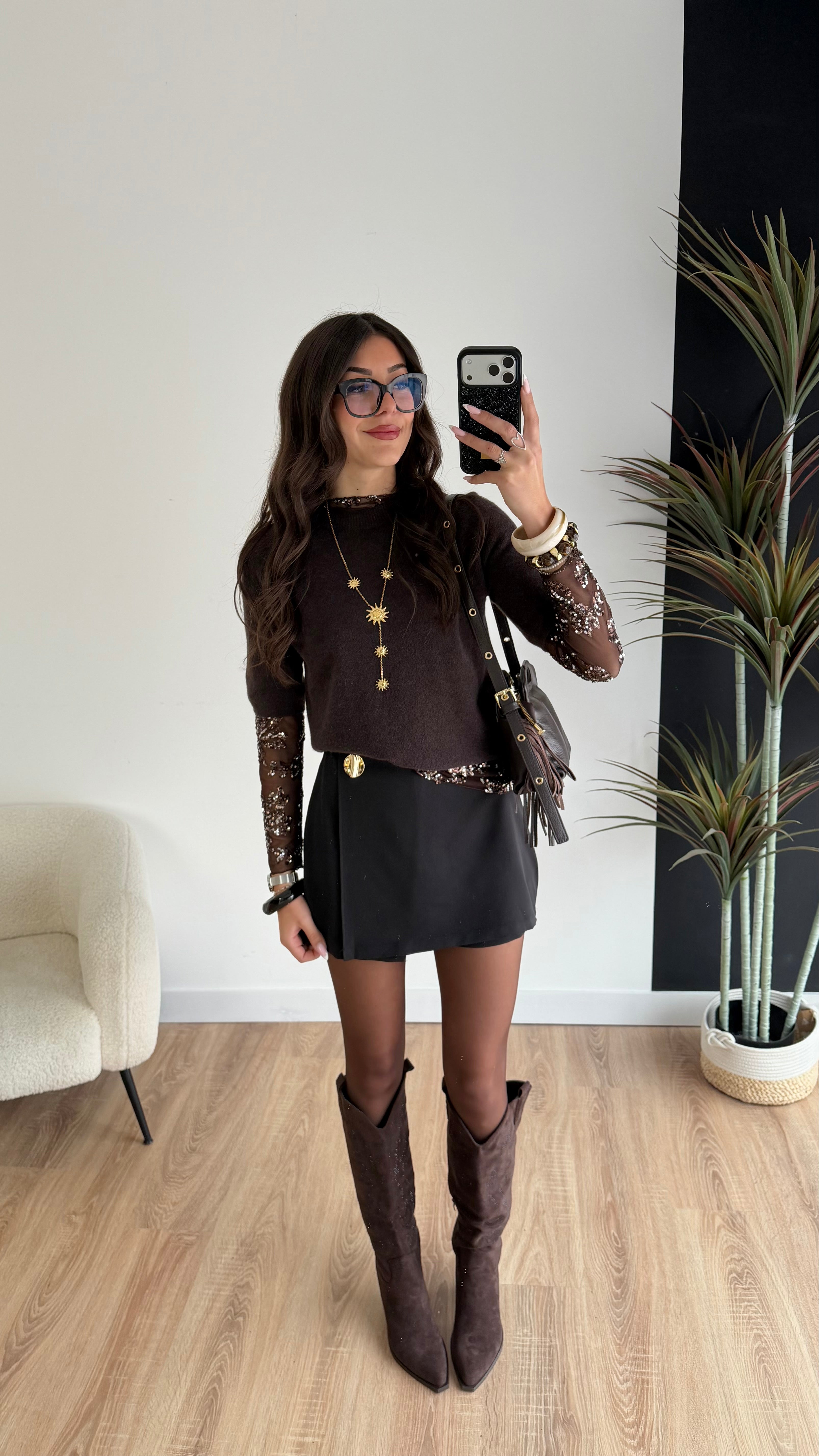 Jupe short noir doré DS.Sélection