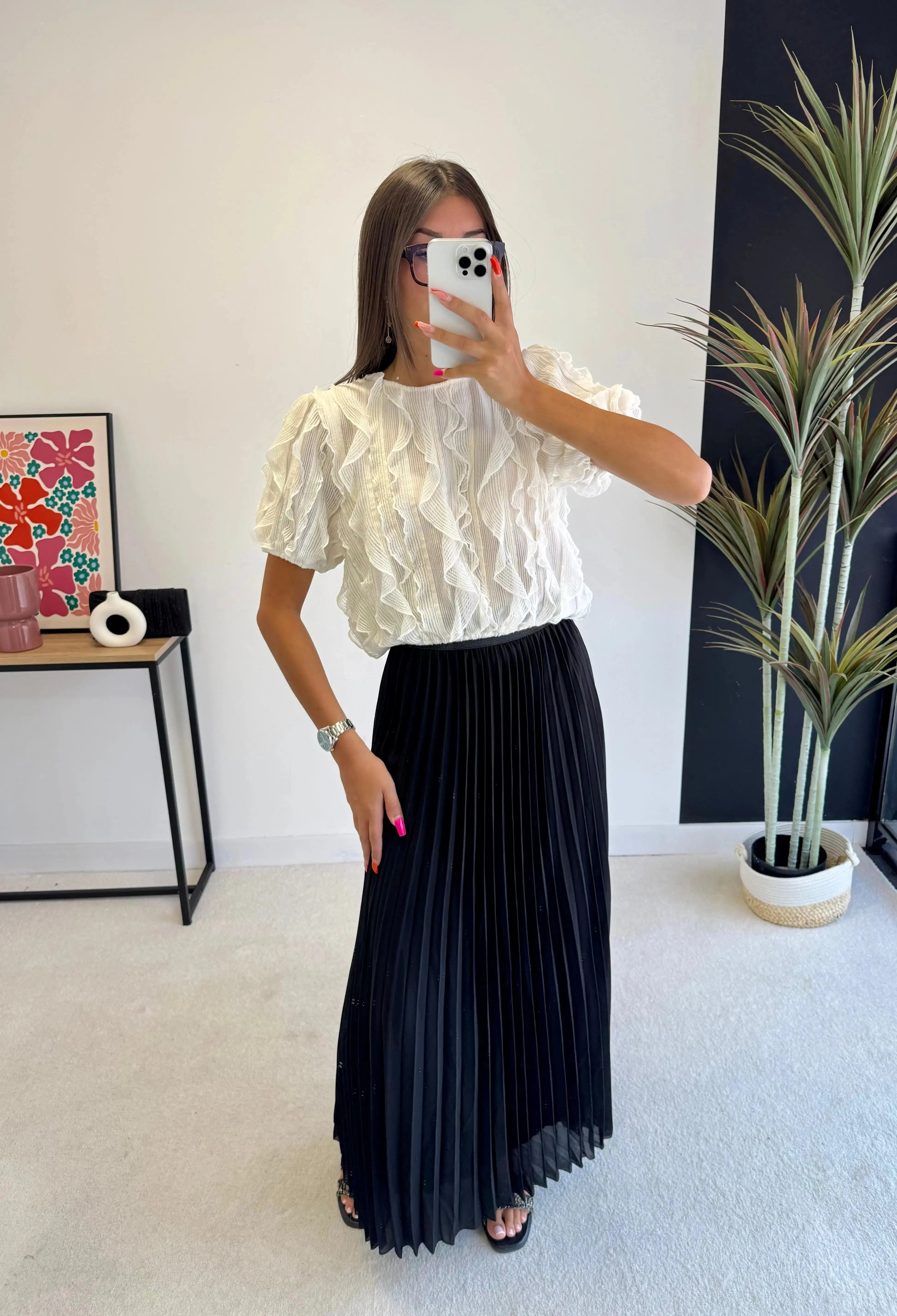 Top à volant beige DS.Sélection