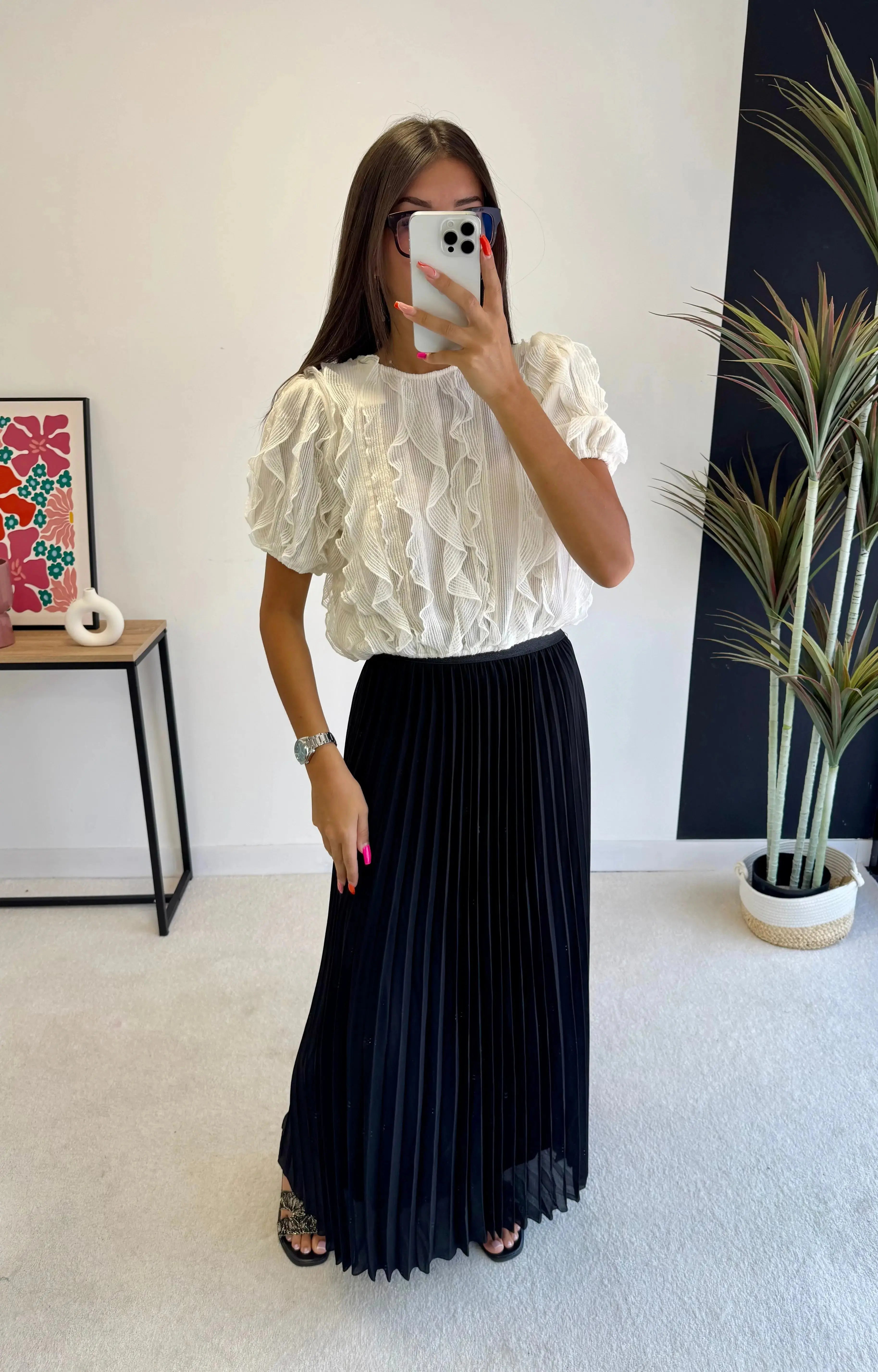 Top à volant beige DS.Sélection