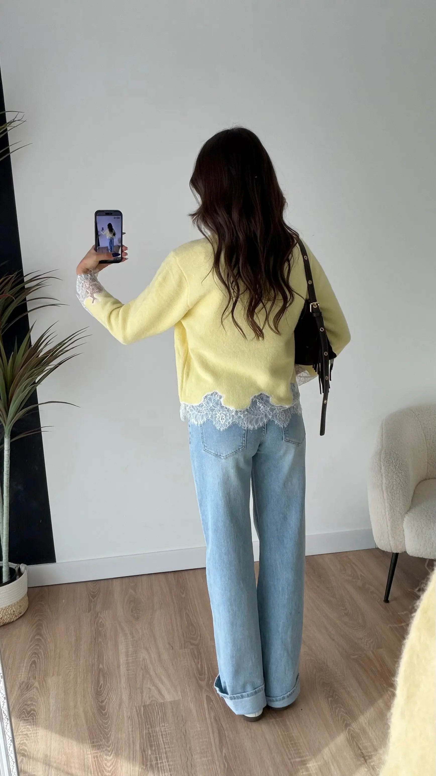 Pull dentelle jaune DS.Sélection