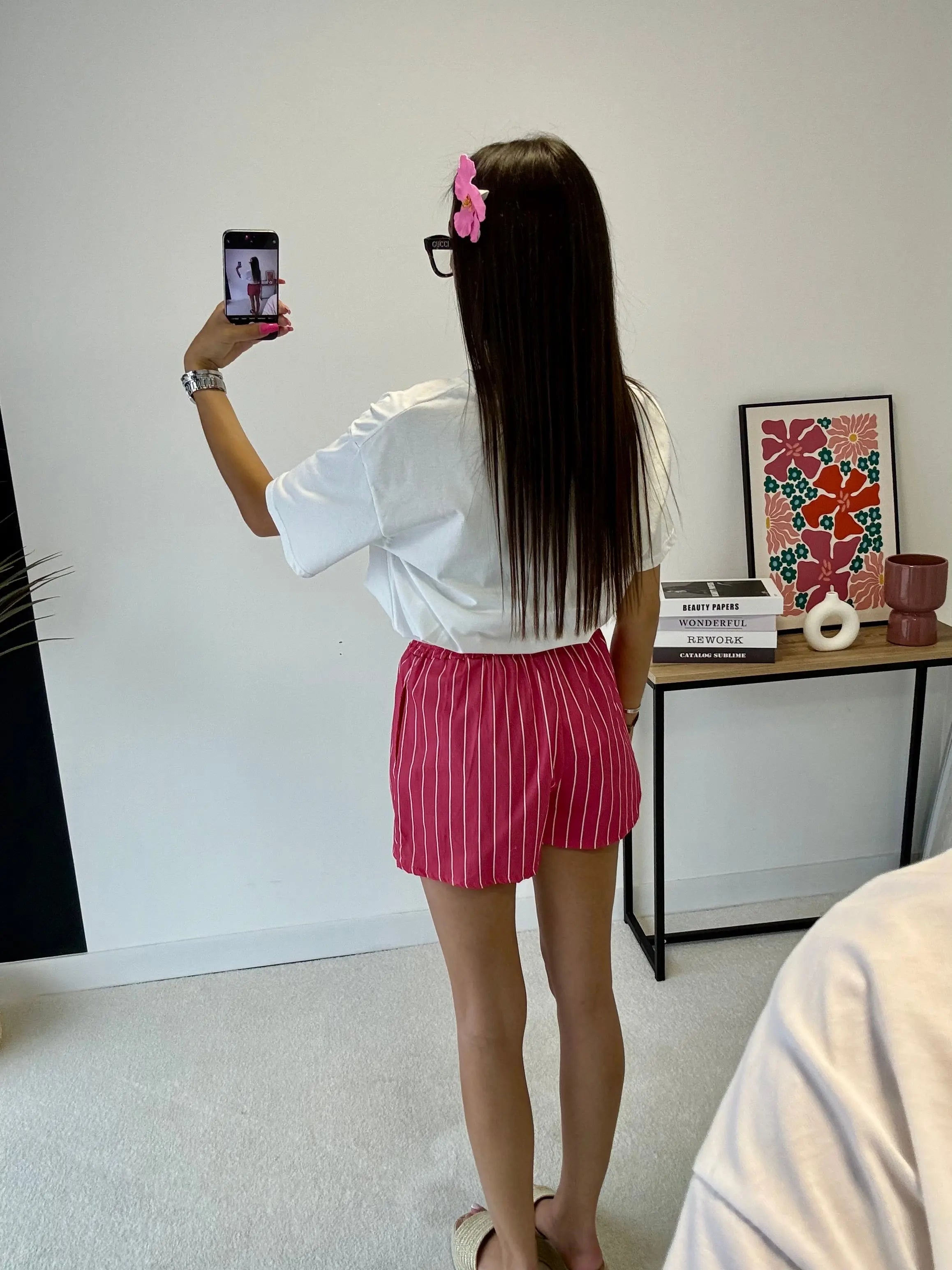 Short rose à rayures DS.Sélection