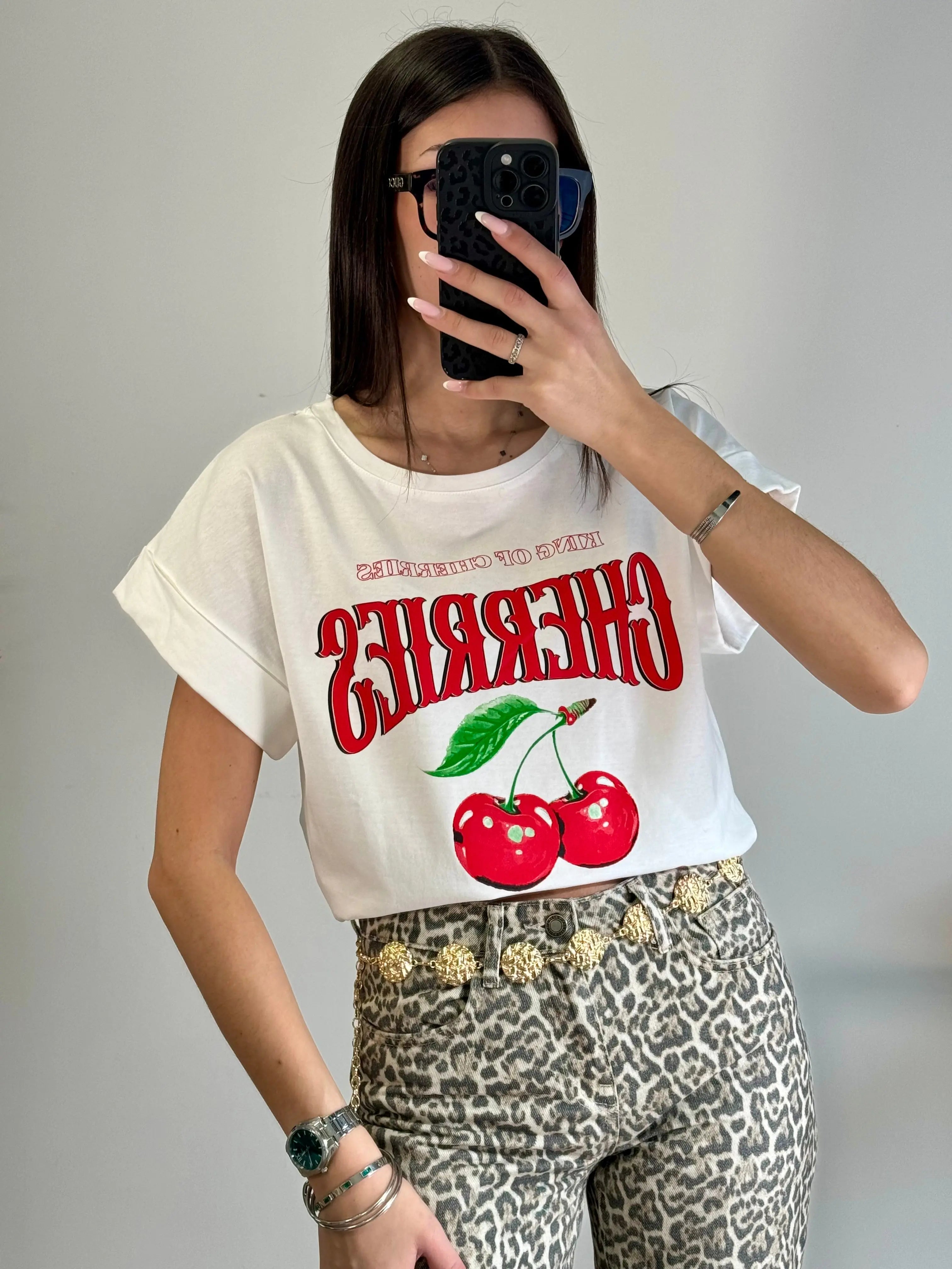 Tee-shirt blanc cerises DS.Sélection