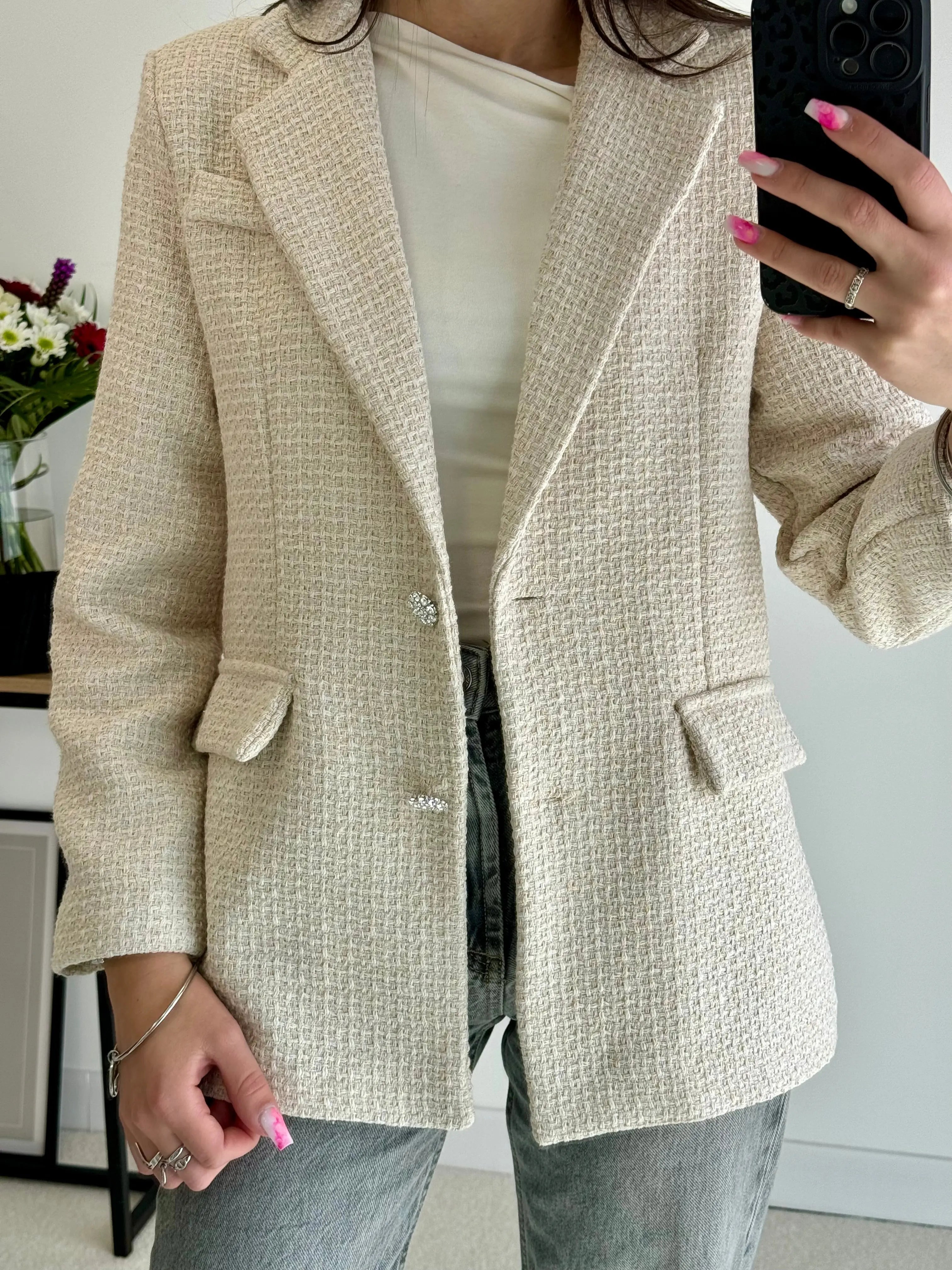 Blazer en tweed écru DS.Sélection