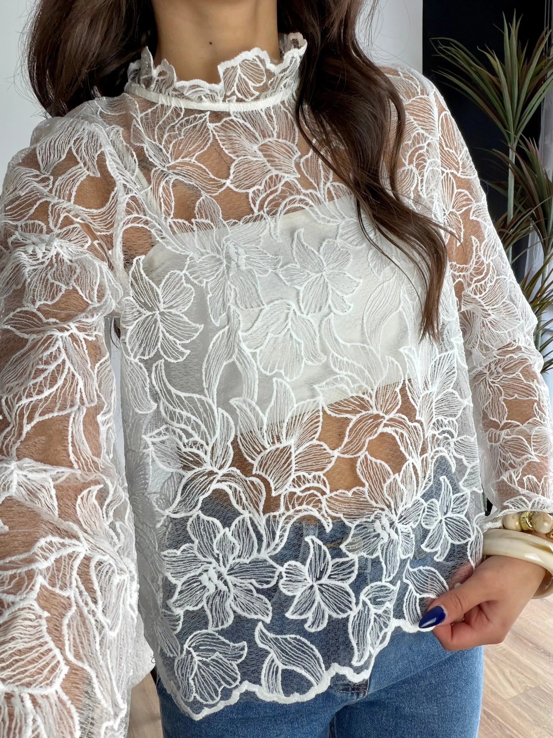 Blouse à dentelle blanche DS.Sélection