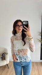 Blouse à dentelle blanche DS.Sélection