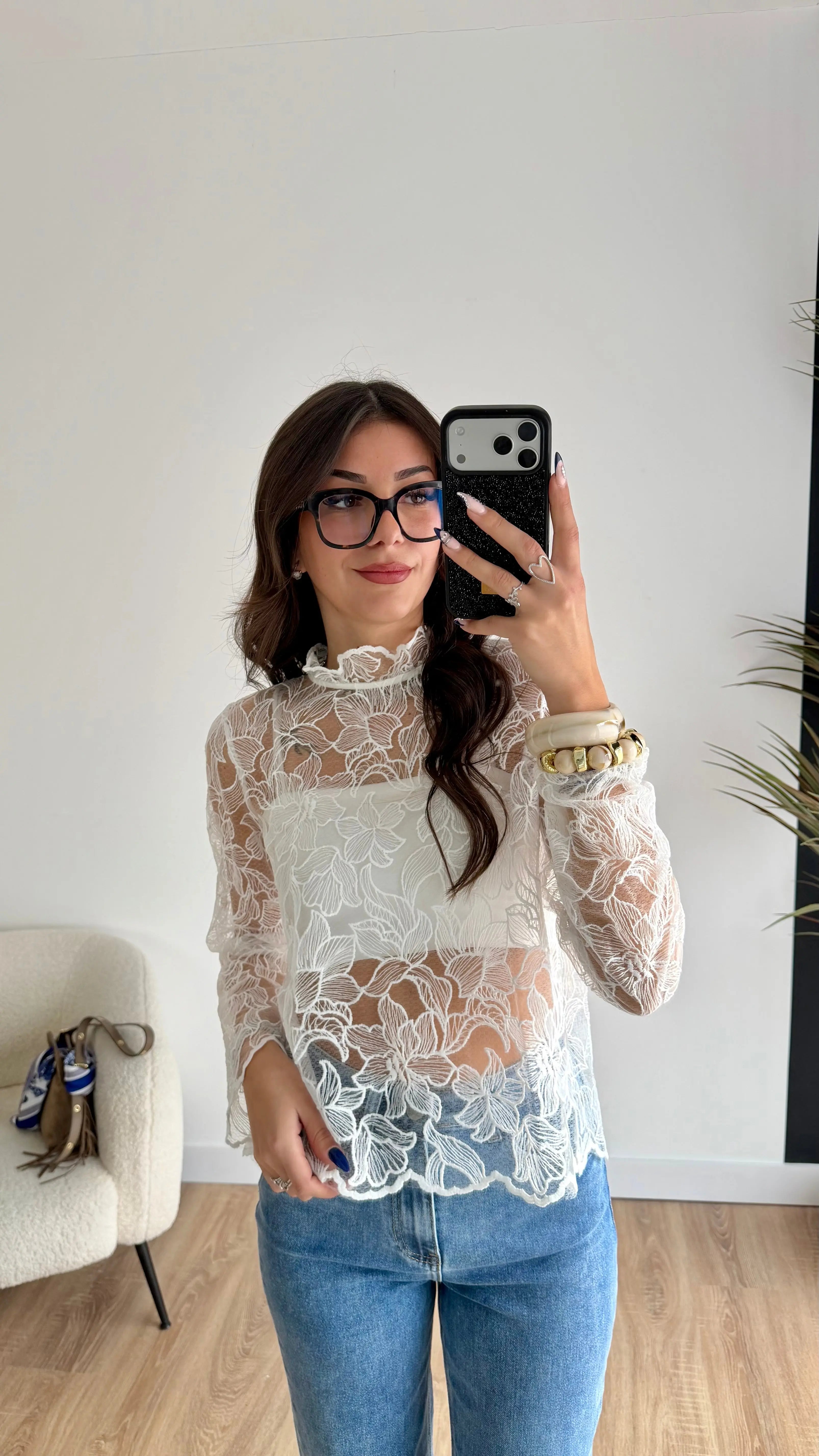 Blouse à dentelle blanche DS.Sélection