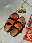 Mules oranges à strass DS.Sélection