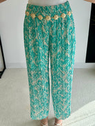 Pantalon plissé à motifs turquoise DS.Sélection
