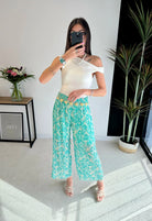 Pantalon plissé à motifs turquoise DS.Sélection