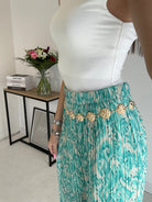 Pantalon plissé à motifs turquoise DS.Sélection