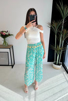 Pantalon plissé à motifs turquoise DS.Sélection