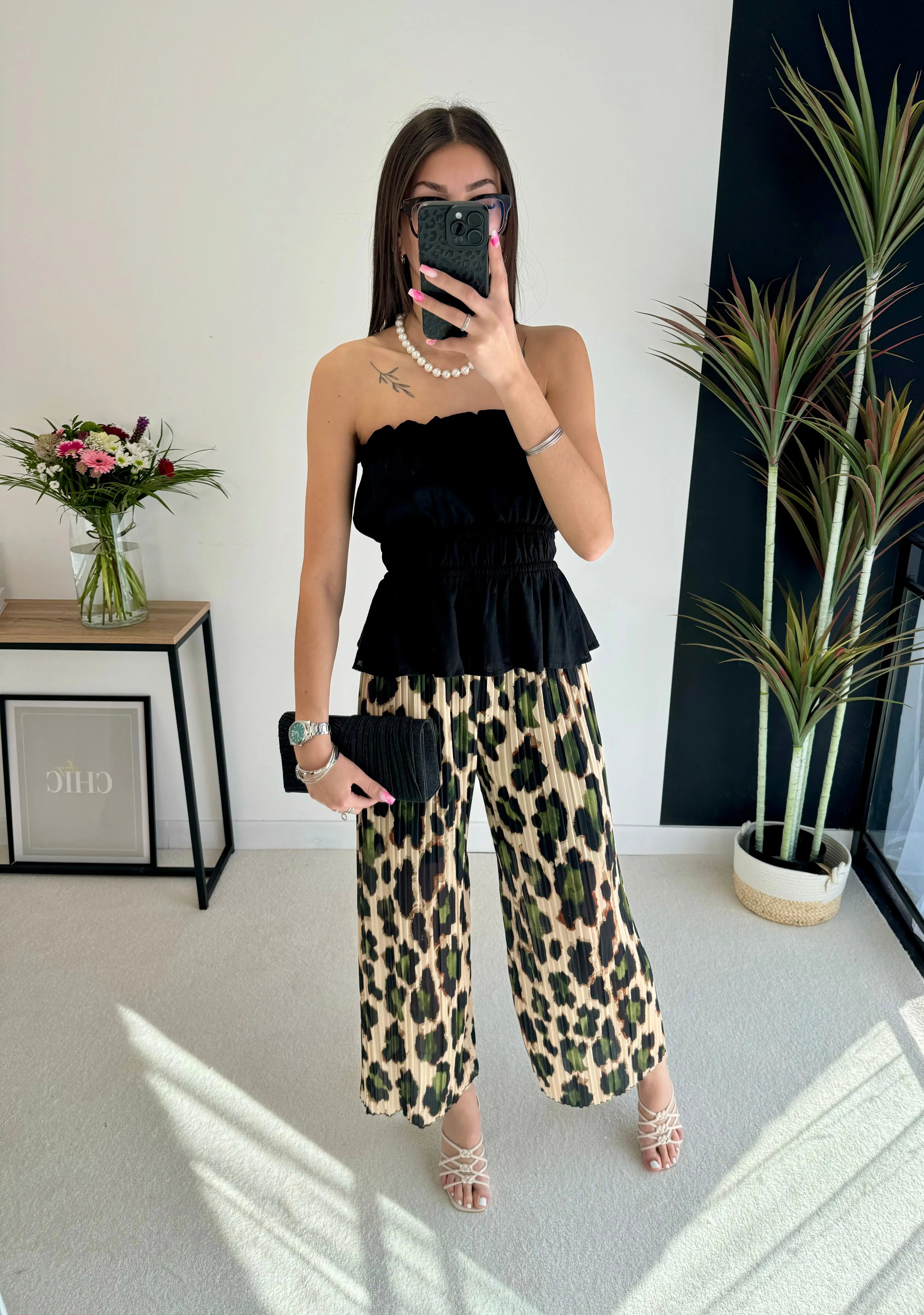 Pantalon plissé léopard kaki DS.Sélection