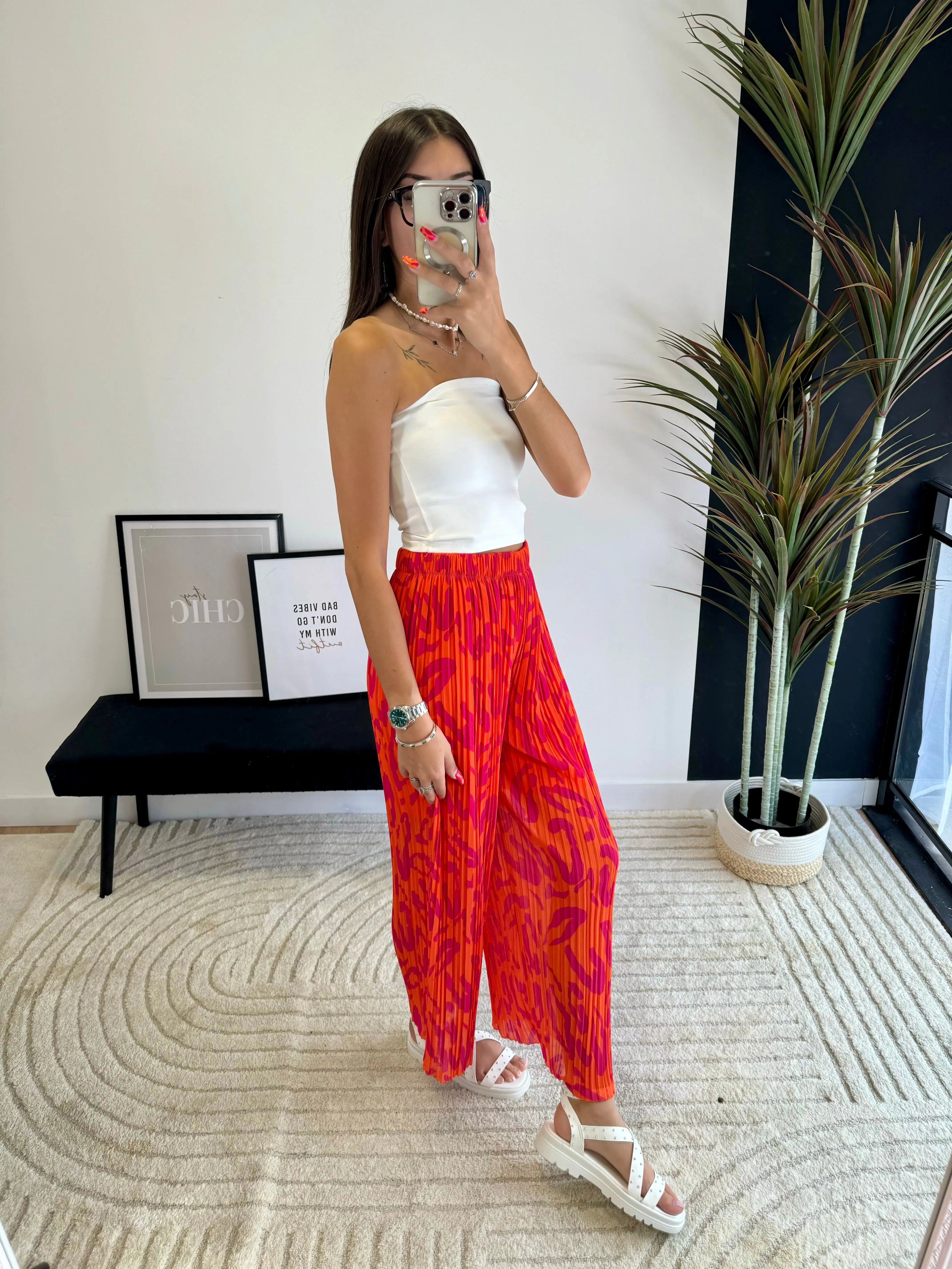 Pantalon plissé orange DS.Sélection