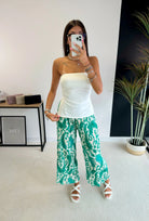 Pantalon plissé vert à motifs DS.Sélection