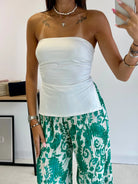 Pantalon plissé vert à motifs DS.Sélection
