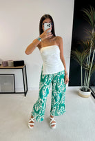 Pantalon plissé vert à motifs DS.Sélection