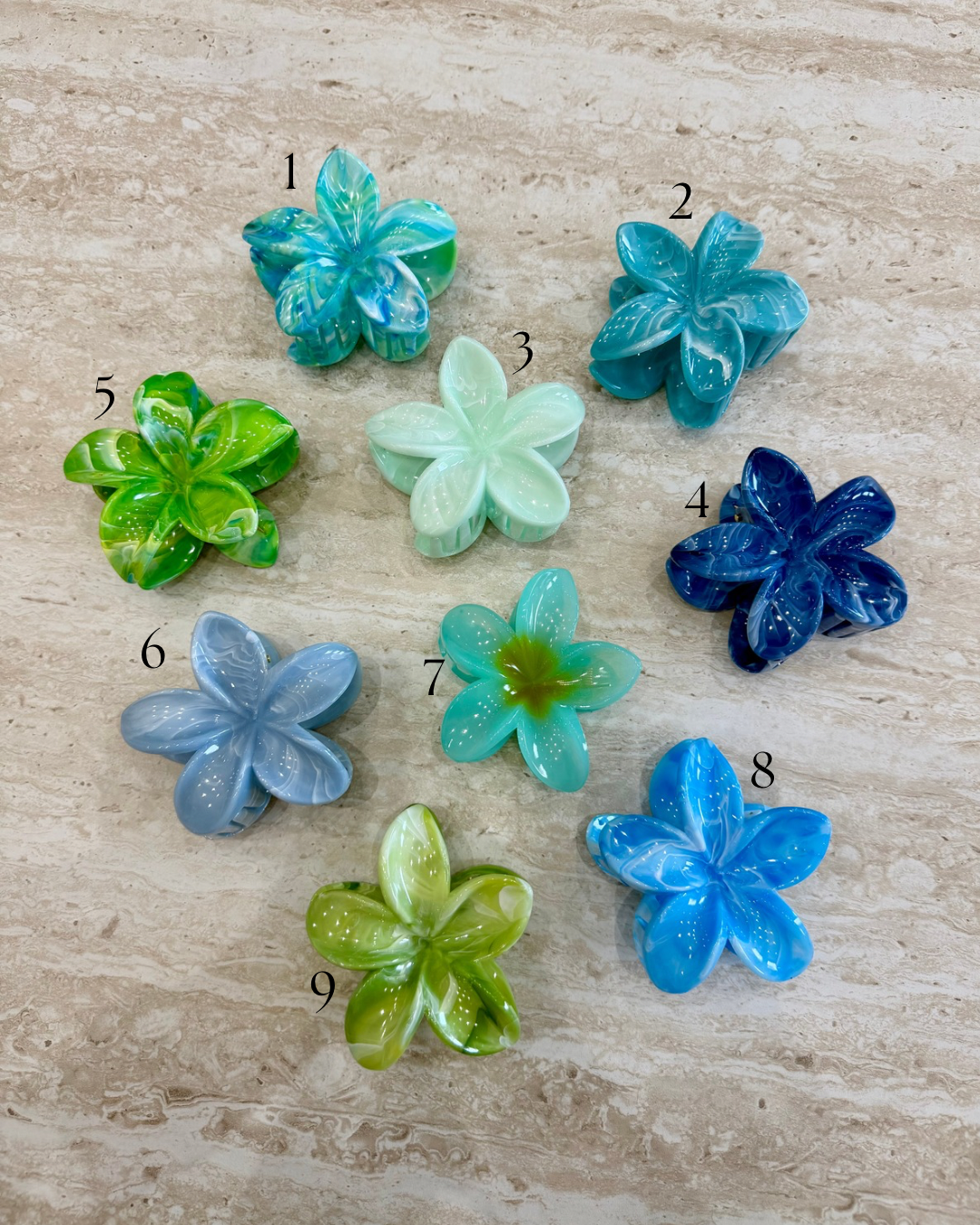 Pinces fleurs bleu/vert DS.Sélection