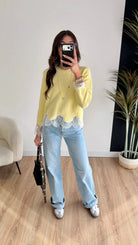 Pull dentelle jaune DS.Sélection