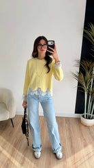 Pull dentelle jaune DS.Sélection
