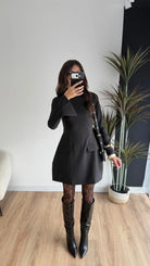 Robe cintrée manches longues noire DS.Sélection