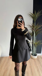 Robe cintrée manches longues noire DS.Sélection