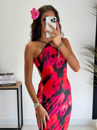 Robe dos nu noire/rose DS.Sélection