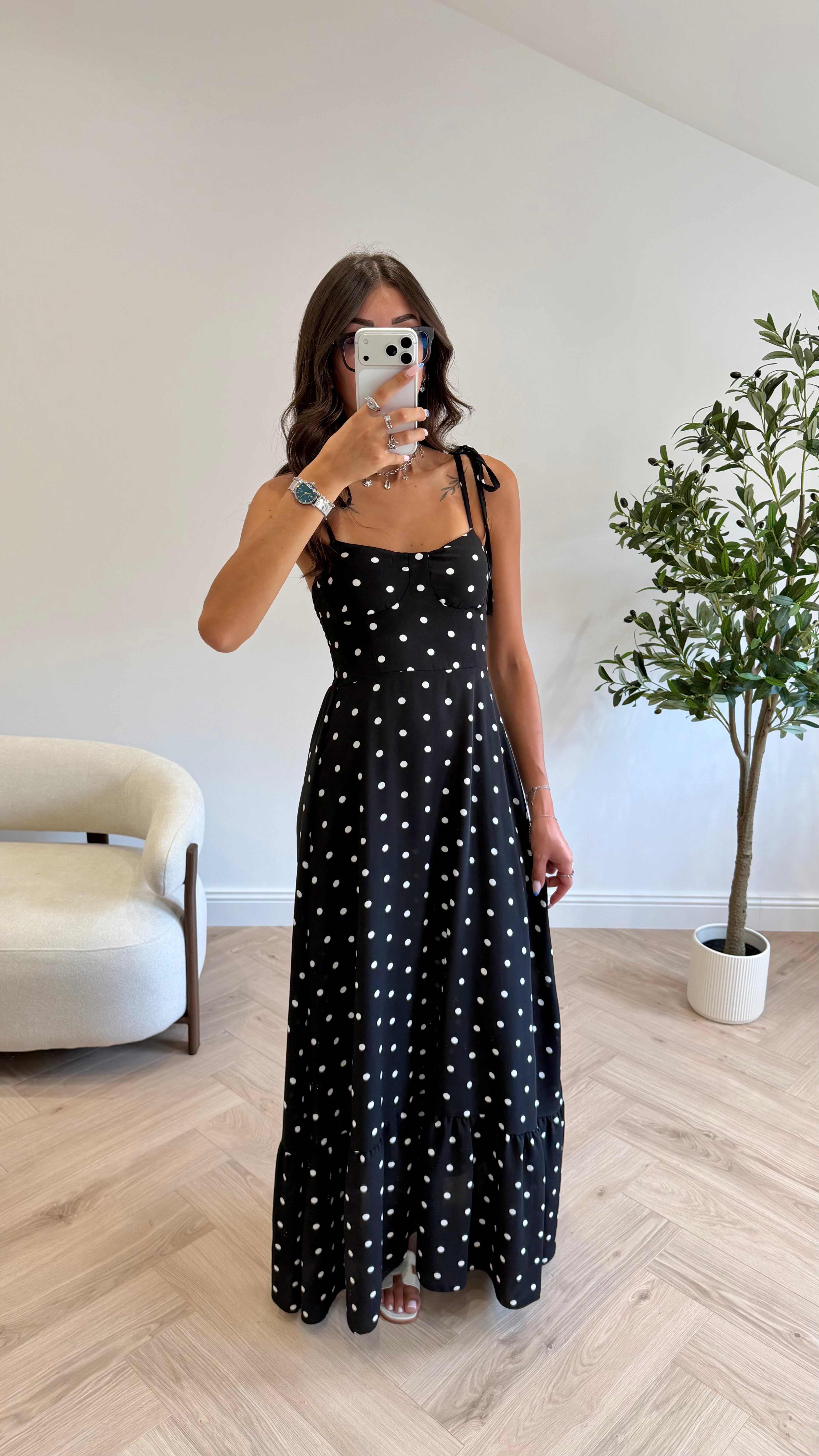 Robe longue à pois DS.Sélection