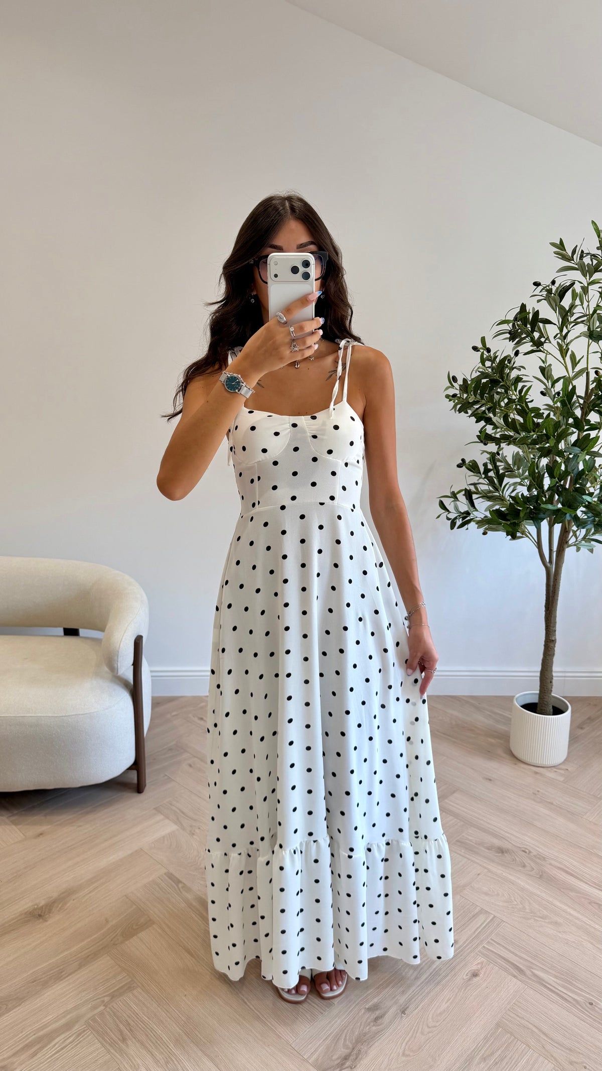 Robe longue à pois DS.Sélection