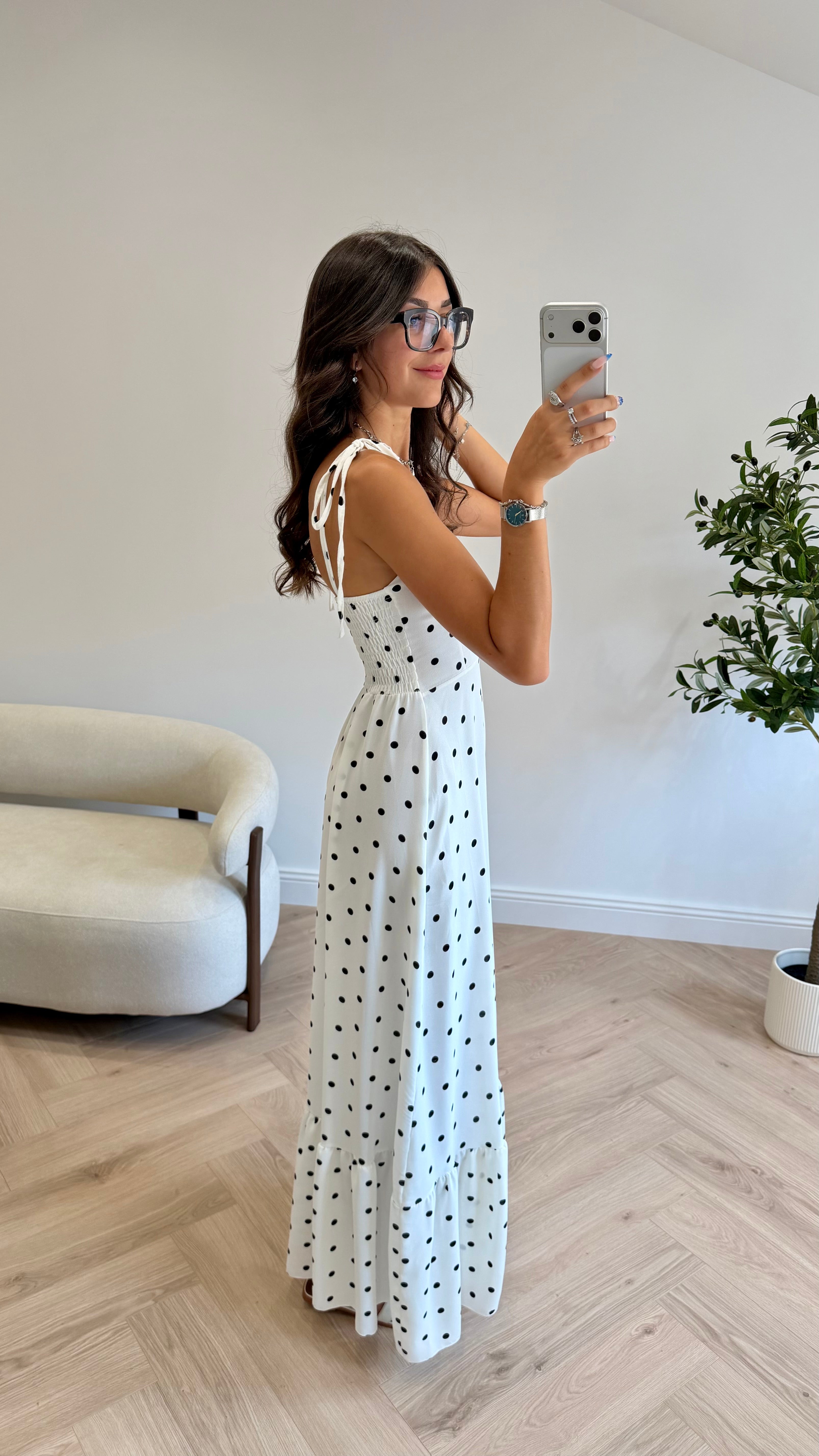 Robe longue à pois DS.Sélection
