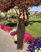 Robe longue choco à sequins DS.Sélection
