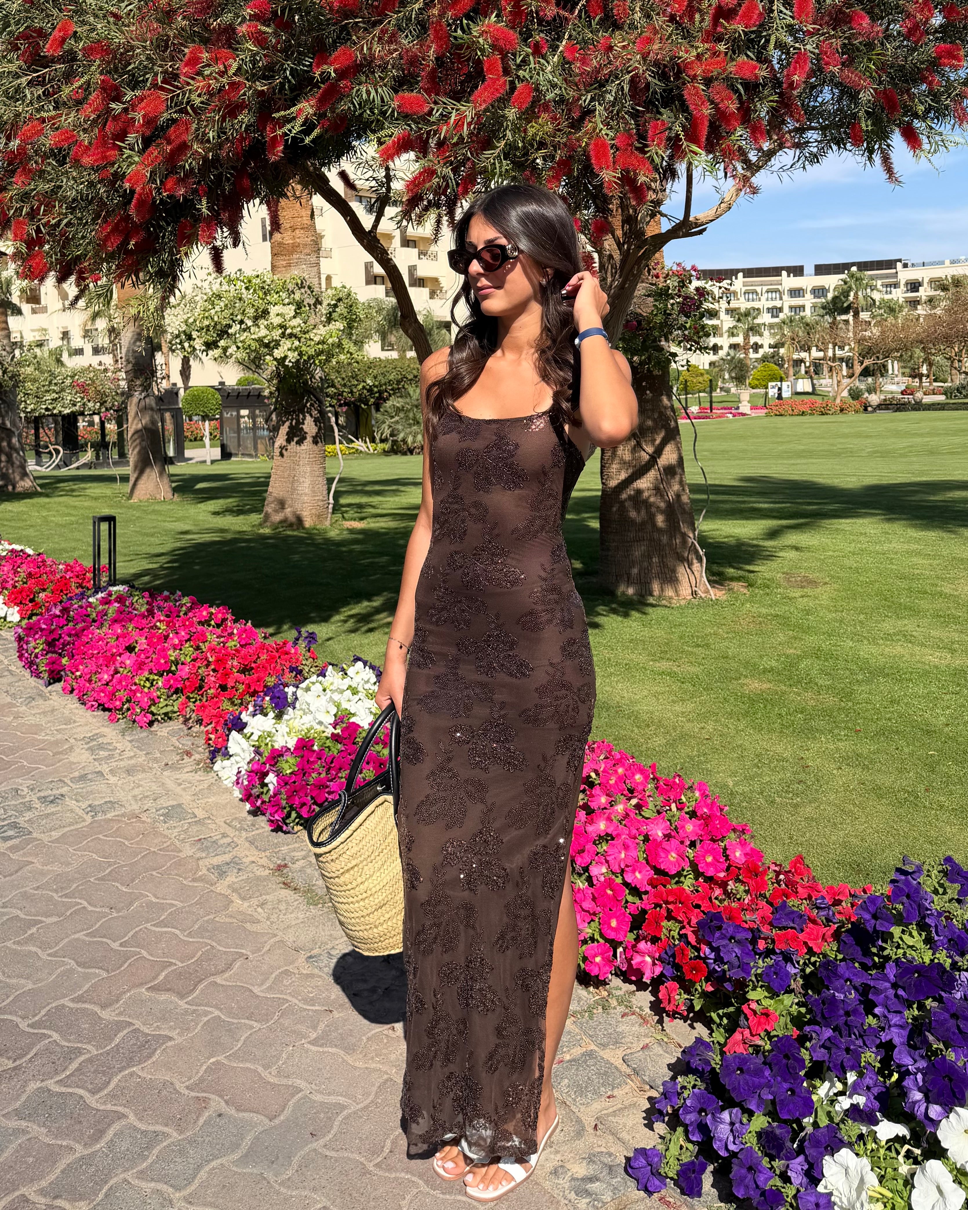 Robe longue choco à sequins DS.Sélection