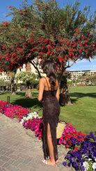 Robe longue choco à sequins DS.Sélection