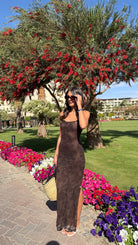 Robe longue choco à sequins DS.Sélection