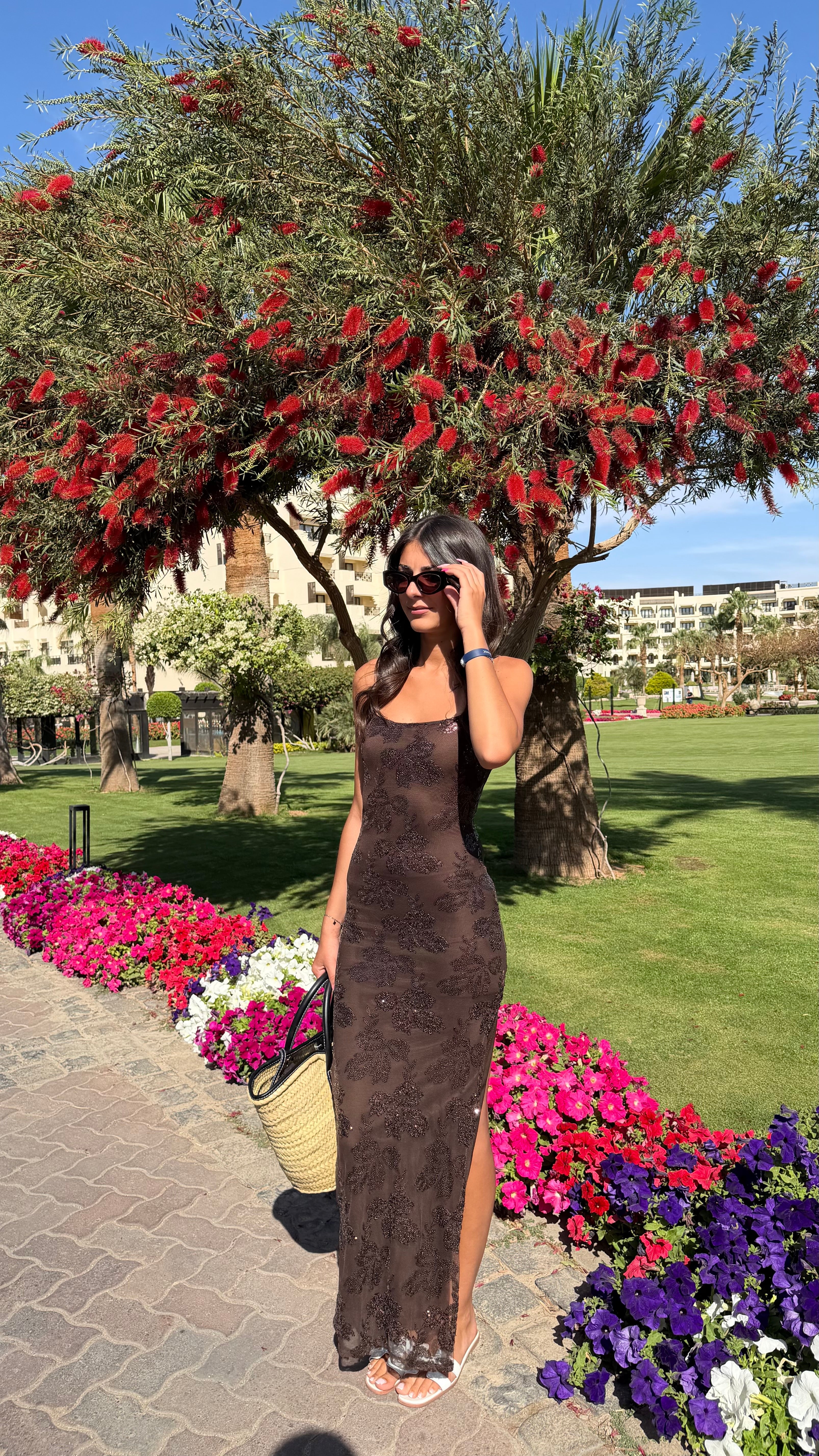 Robe longue choco à sequins DS.Sélection