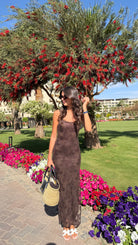 Robe longue choco à sequins DS.Sélection