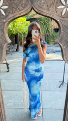 Robe longue fleurs bleu DS.Sélection