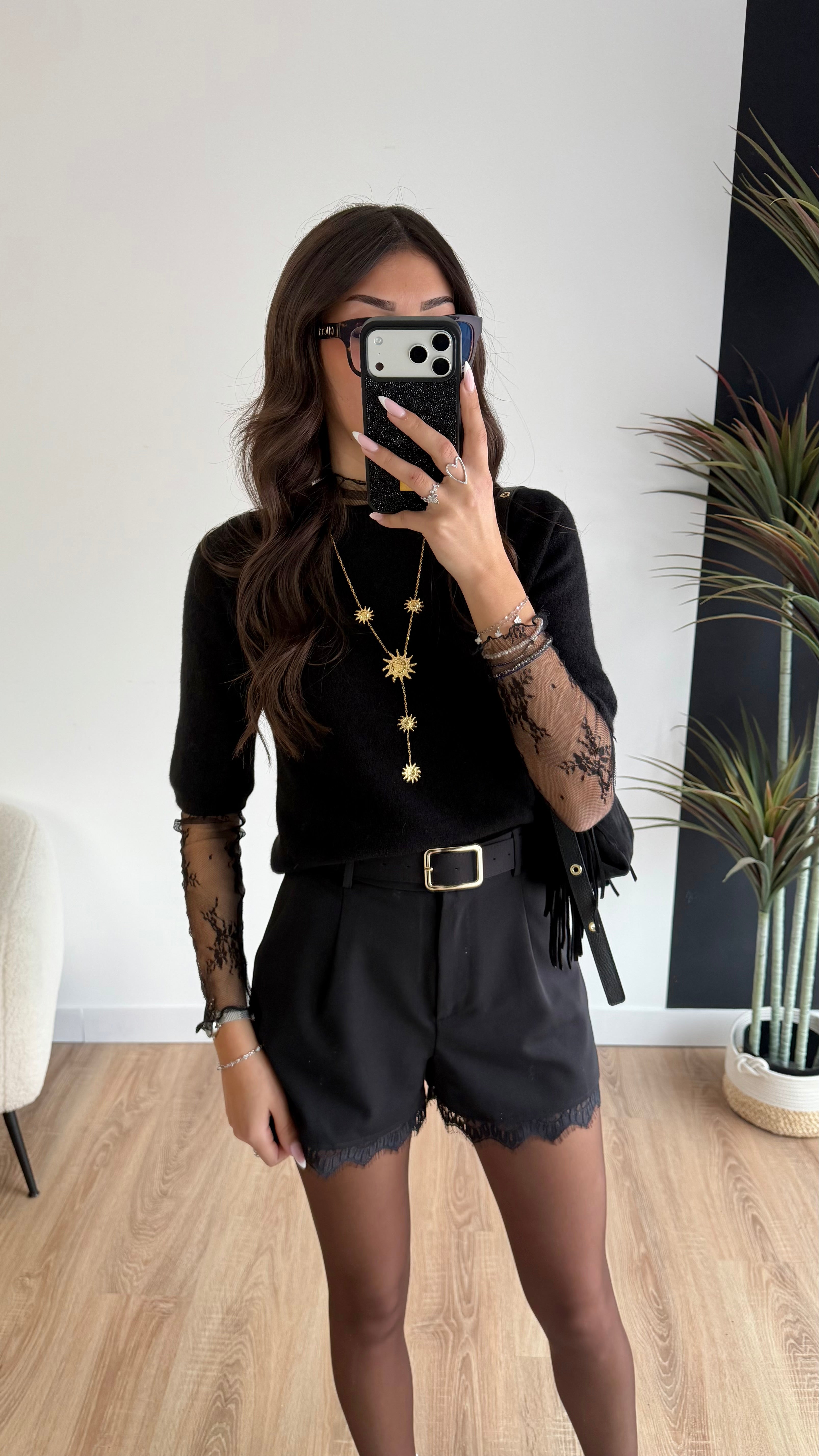 Short noir dentelle DS.Sélection