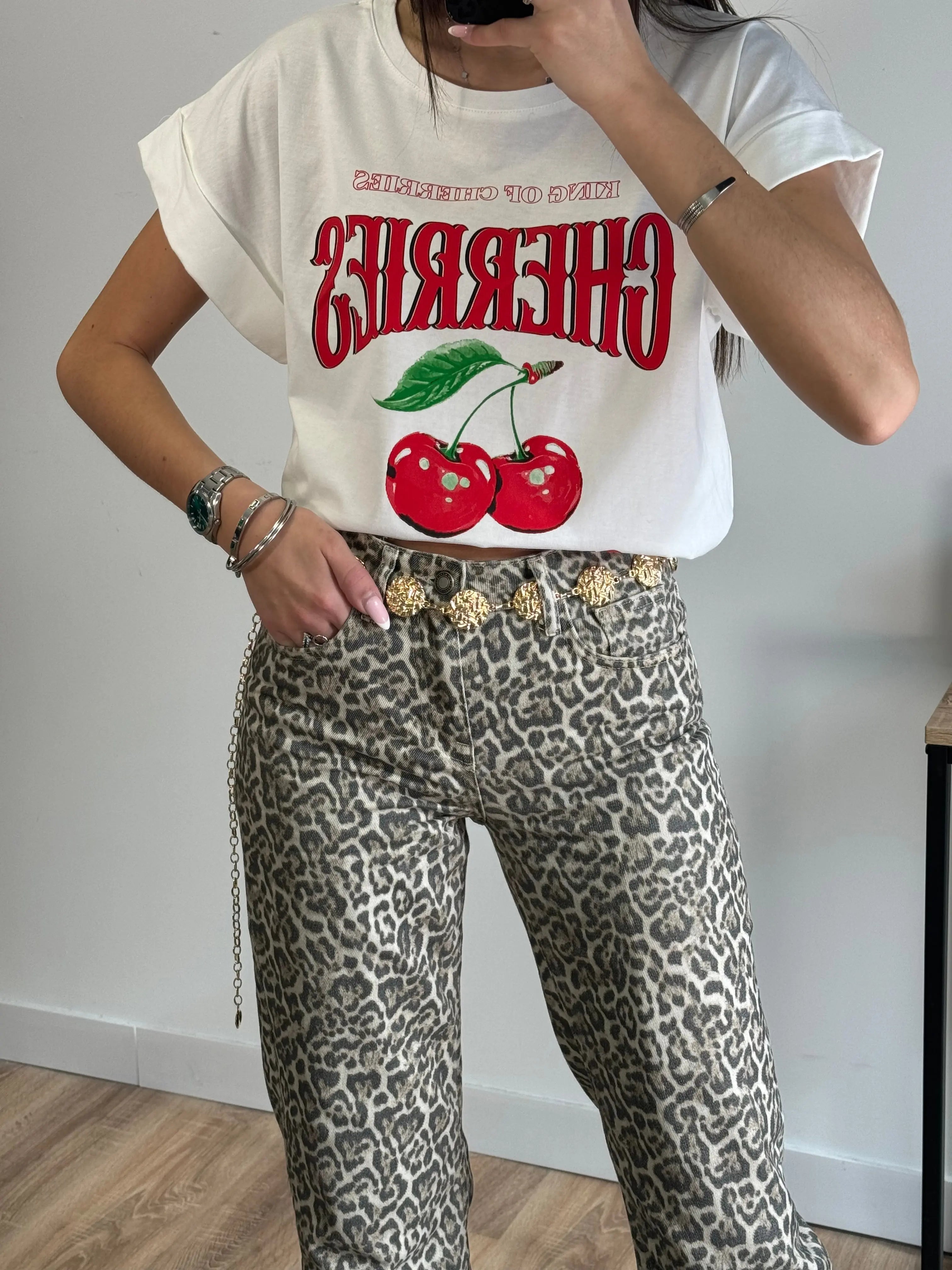 Tee-shirt blanc cerises DS.Sélection