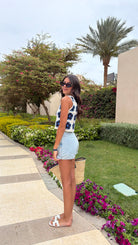 Top bleu broderie DS.Sélection