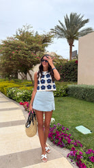 Top bleu broderie DS.Sélection